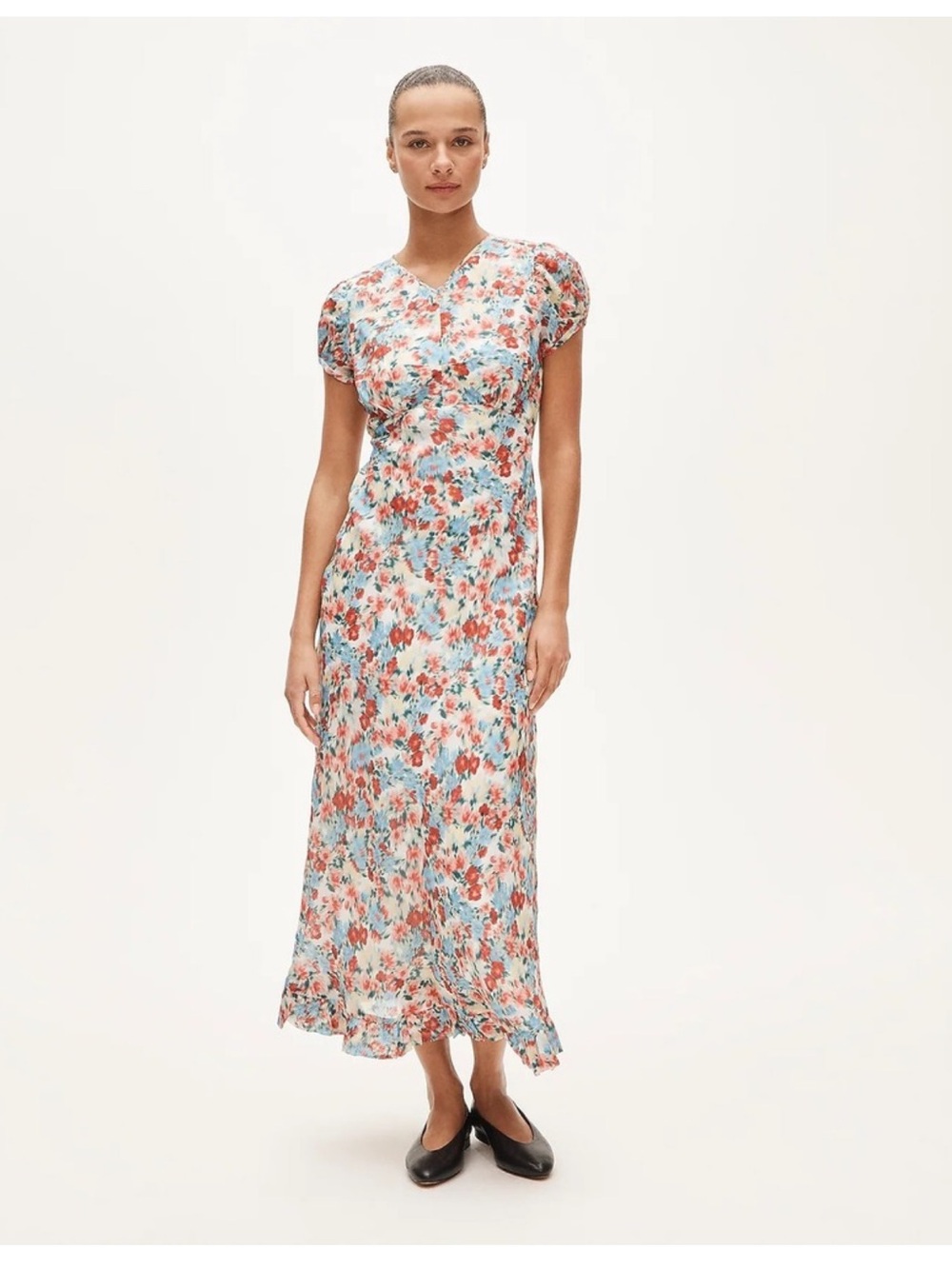 J Crew Floral Maxi Dress in Blue, Red & White